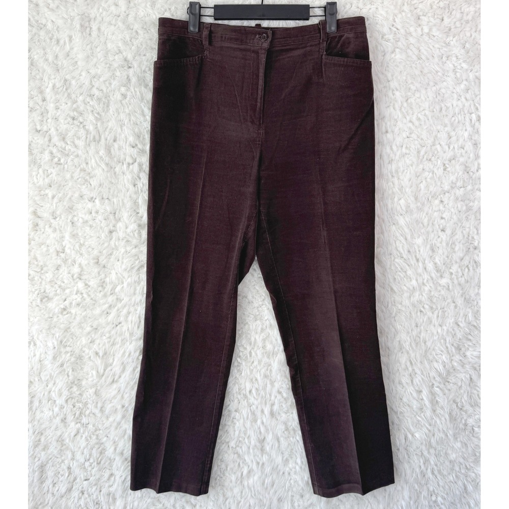 Tribal Corduroy Pants Size 10 Brown Stretch Straight Leg Dark Academia‎ Preppy